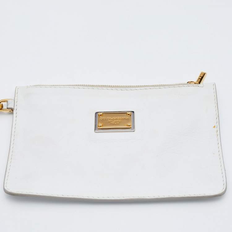 Pre Owned Dolce & Gabbana White PVC, Lace and Python Miss Sicily Top Handle Bag
