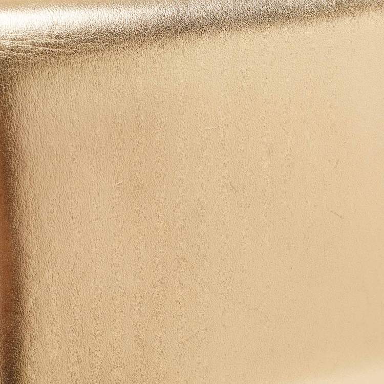 Pre Owned Dolce & Gabbana Gold Glossy Leather DG Logo Shoulder Bag