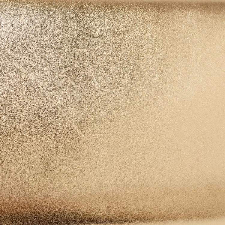 Pre Owned Dolce & Gabbana Gold Glossy Leather DG Logo Shoulder Bag