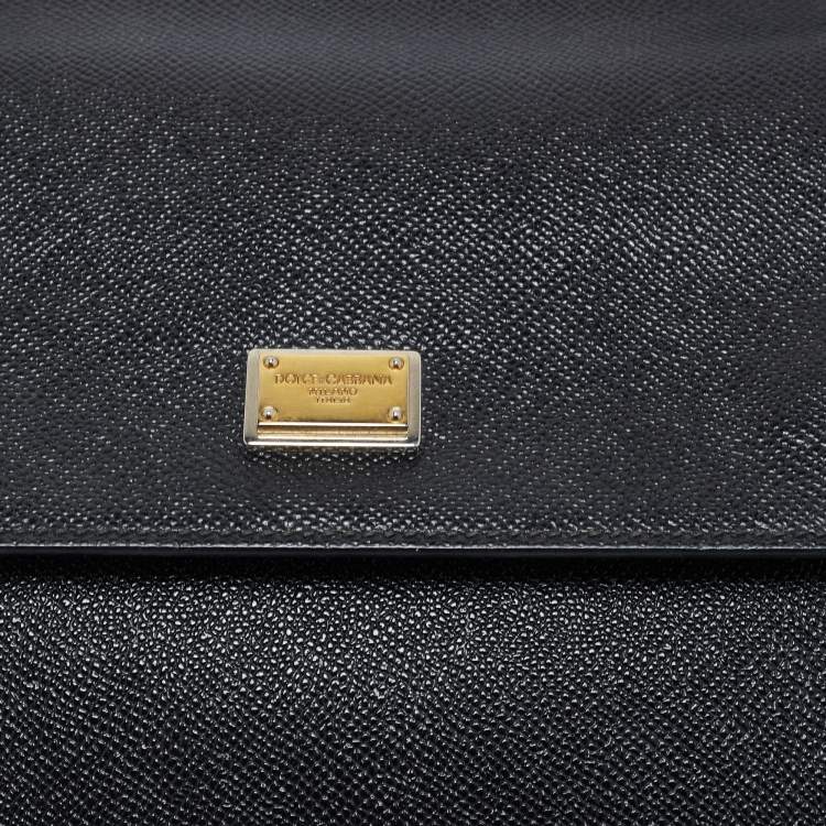 Pre Owned Dolce & Gabbana Black Leather Medium Miss Sicily Top Handle Bag