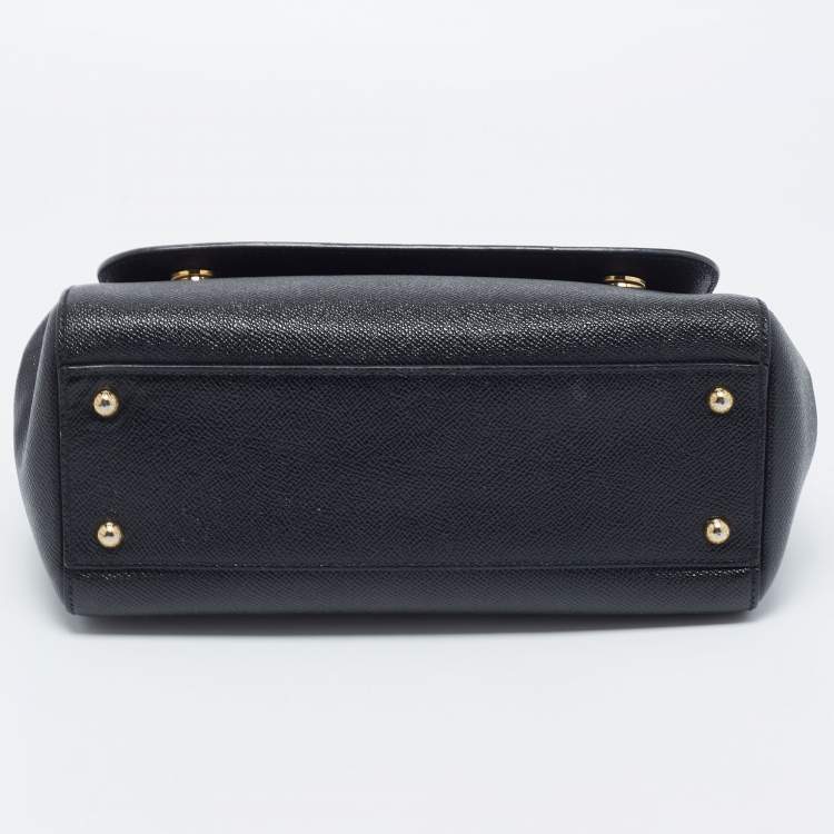 Pre Owned Dolce & Gabbana Black Leather Medium Miss Sicily Top Handle Bag