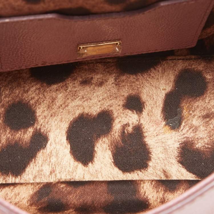 Pre Owned Dolce & Gabbana Light Pink Leather Small Miss Sicily Top Handle Bag