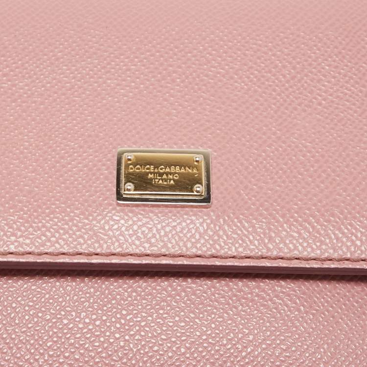 Pre Owned Dolce & Gabbana Light Pink Leather Small Miss Sicily Top Handle Bag