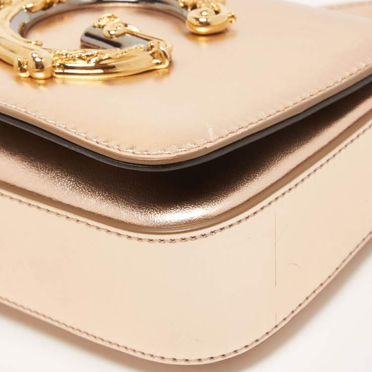 مملوكة مسبقًا Dolce & Gabbana Gold Leather Small DG Girls Shoulder Bag