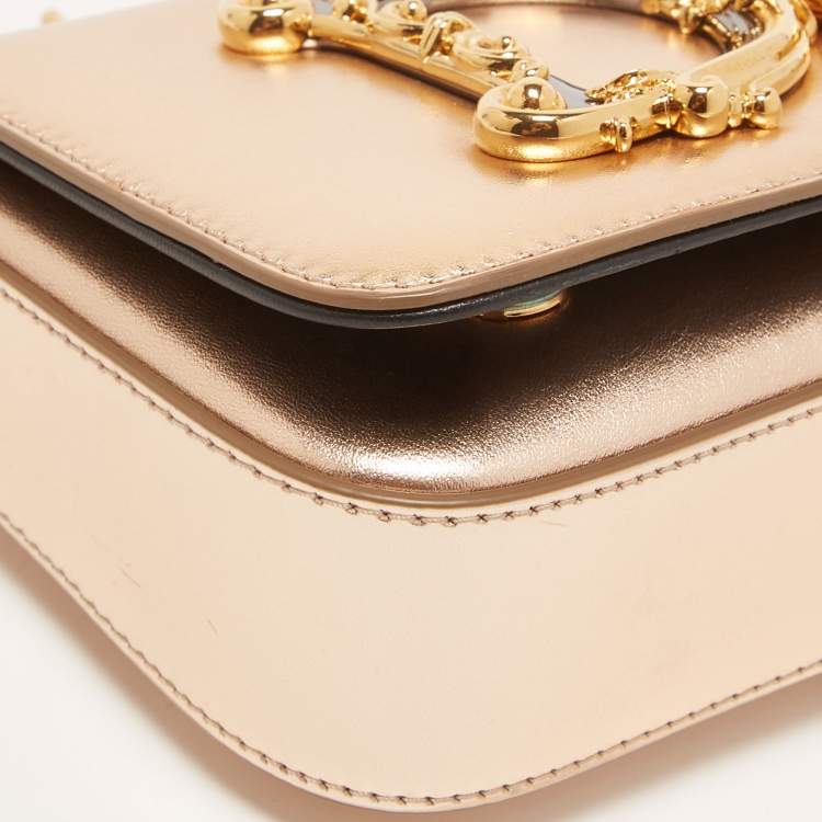 مملوكة مسبقًا Dolce & Gabbana Gold Leather Small DG Girls Shoulder Bag