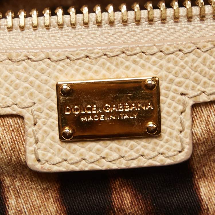 Pre Owned Dolce & Gabbana Beige Leather Miss Escape Zip Tote