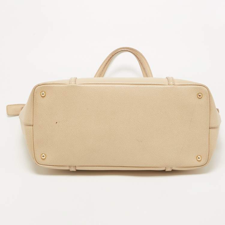 Pre Owned Dolce & Gabbana Beige Leather Miss Escape Zip Tote