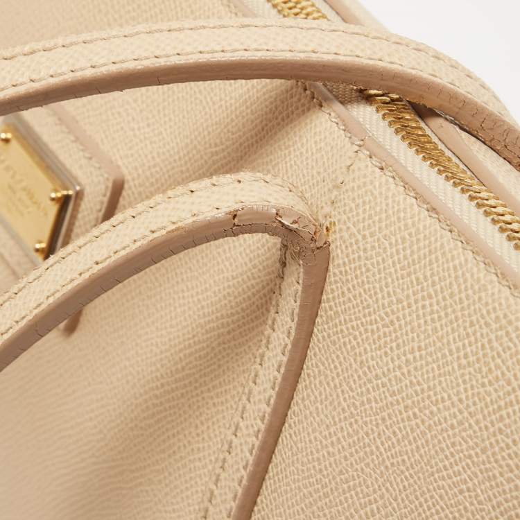 Pre Owned Dolce & Gabbana Beige Leather Miss Escape Zip Tote