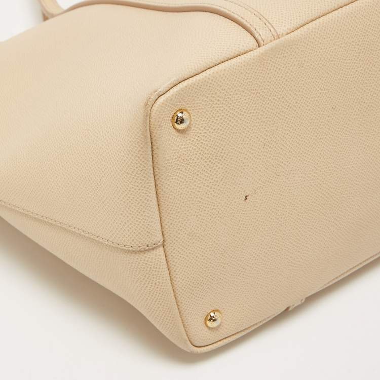 Pre Owned Dolce & Gabbana Beige Leather Miss Escape Zip Tote