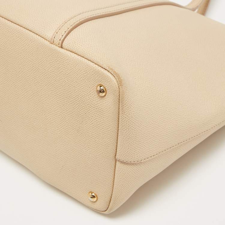 Pre Owned Dolce & Gabbana Beige Leather Miss Escape Zip Tote