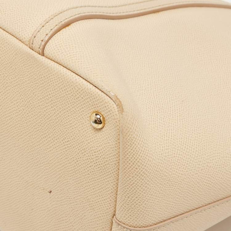 Pre Owned Dolce & Gabbana Beige Leather Miss Escape Zip Tote