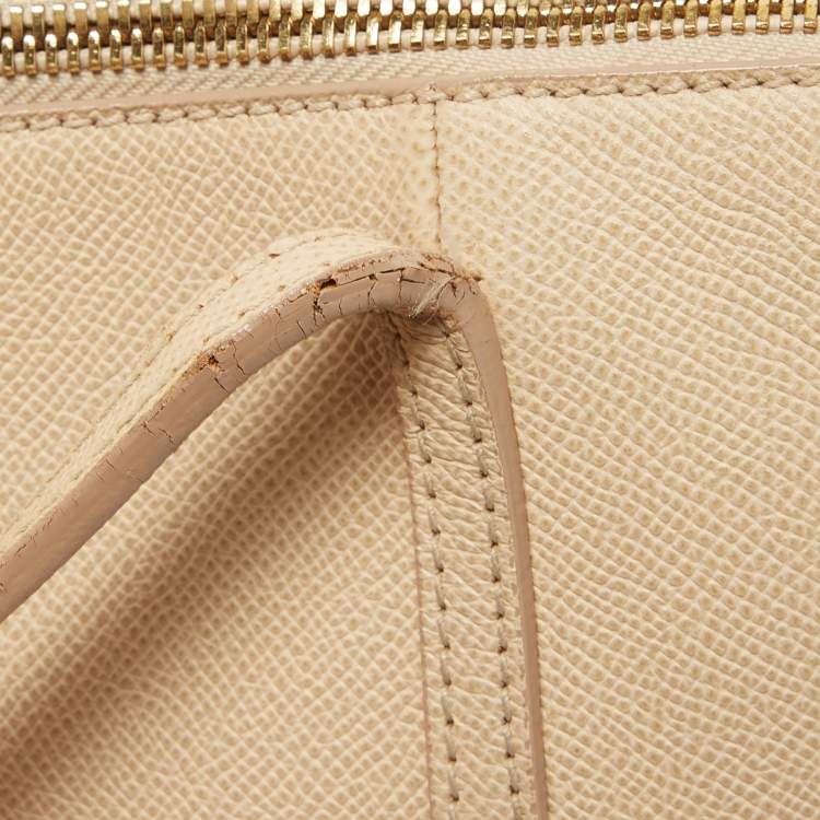 Pre Owned Dolce & Gabbana Beige Leather Miss Escape Zip Tote