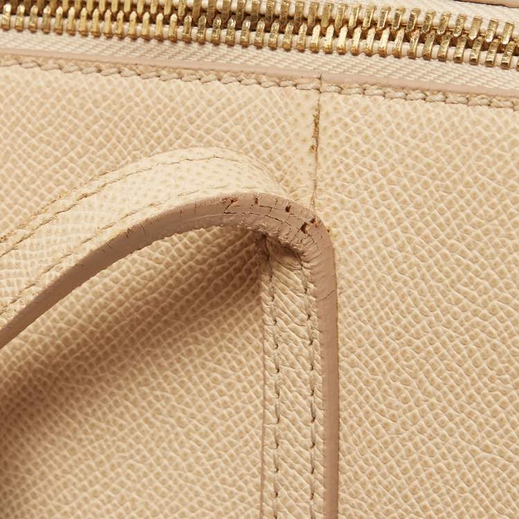 Pre Owned Dolce & Gabbana Beige Leather Miss Escape Zip Tote