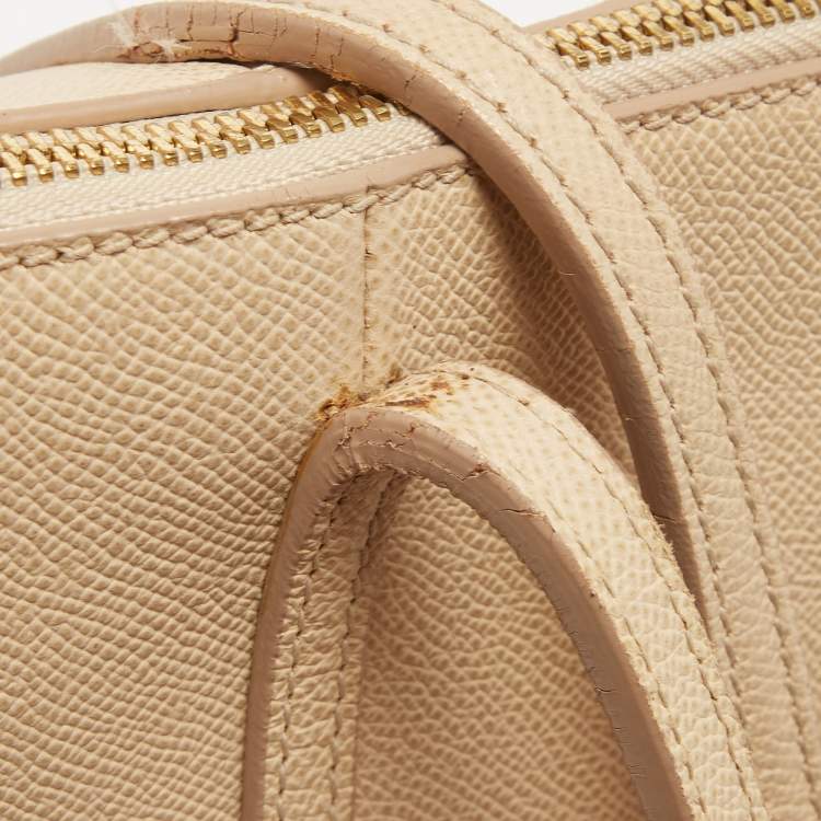 Pre Owned Dolce & Gabbana Beige Leather Miss Escape Zip Tote