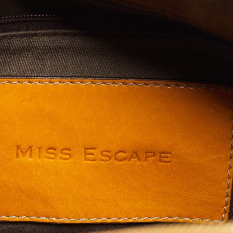 Pre Owned Dolce & Gabbana Brown/Yellow Leopard Print Coated Canvas and Leather Miss Escape Satchel