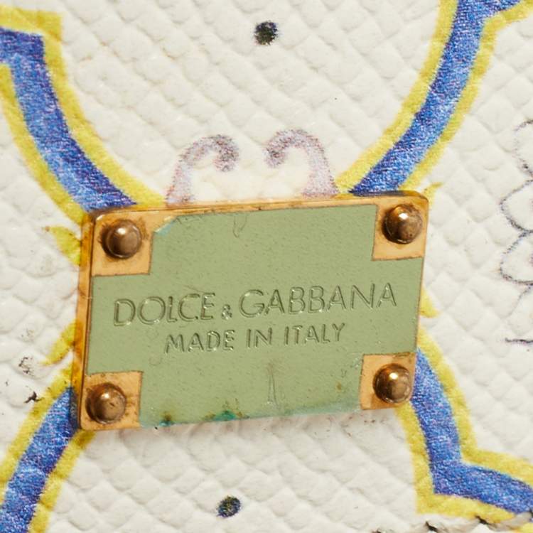Pre Owned Dolce & Gabbana Multicolor Lemon Print Leather Medium Miss Sicily Top Handle Bag