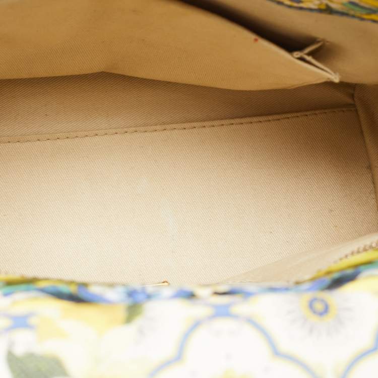 Pre Owned Dolce & Gabbana Multicolor Lemon Print Leather Medium Miss Sicily Top Handle Bag