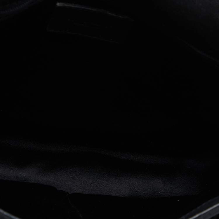 Pre Owned Dolce & Gabbana Black Woven Fabric and Leather Miss Charles Shoulder Bag