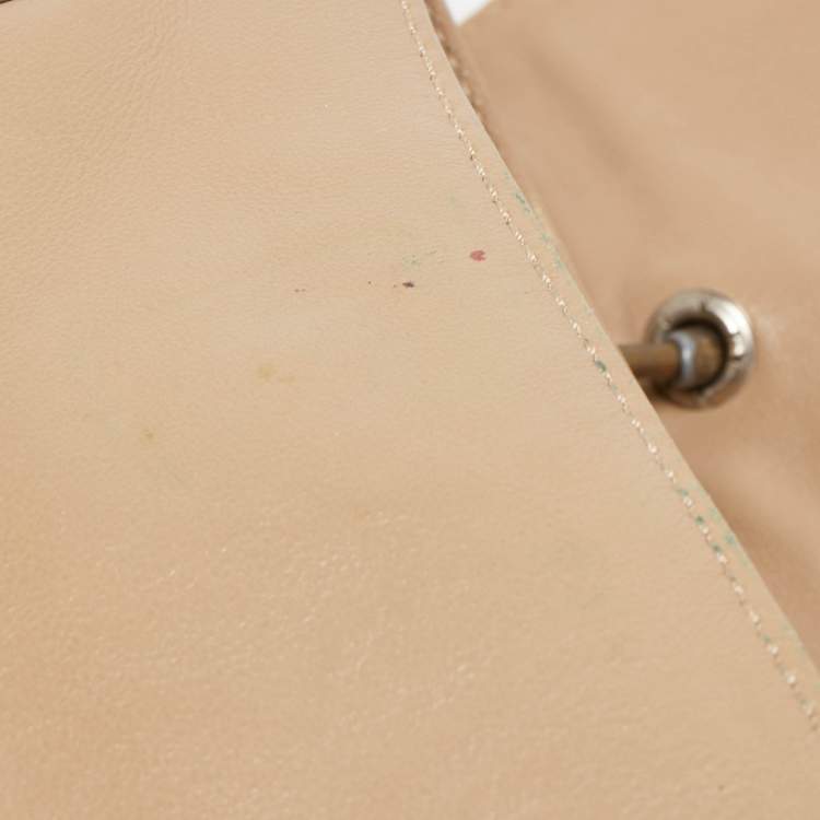 Pre Owned D&G Beige Leather Logo Pochette Bag