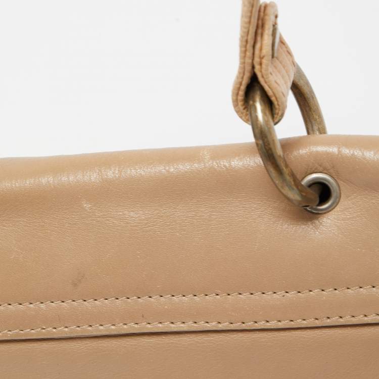 Pre Owned D&G Beige Leather Logo Pochette Bag