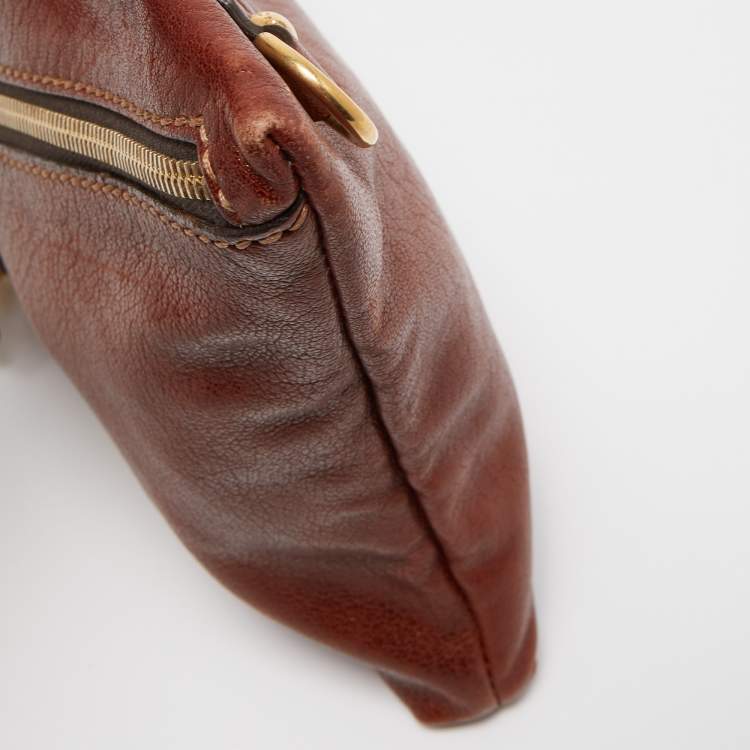 Pre Owned D&G Brown/Yellow Leather Micol Wristler Clutch