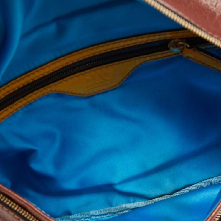 Pre Owned D&G Brown/Yellow Leather Micol Wristler Clutch