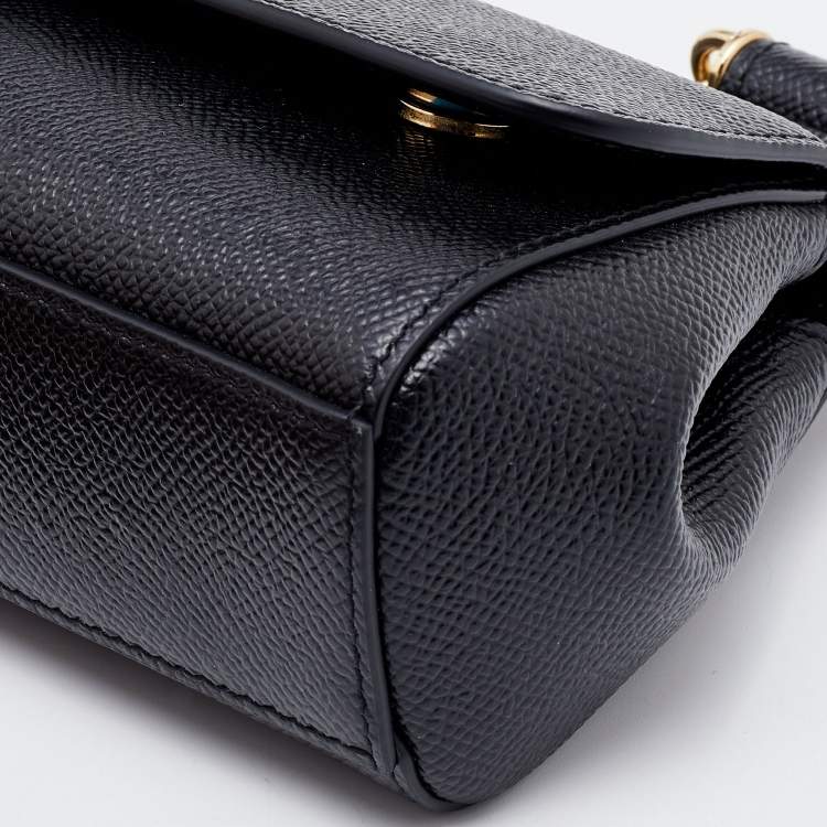 Pre Owned Dolce & Gabbana Black Leather Mini Miss Sicily Top Handle Bag