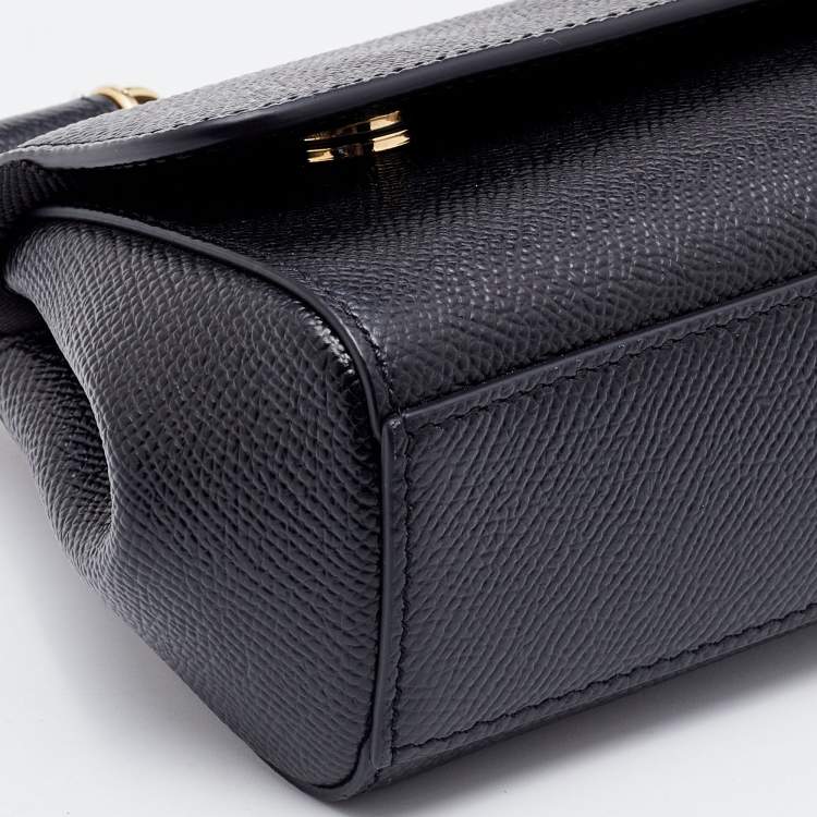 Pre Owned Dolce & Gabbana Black Leather Mini Miss Sicily Top Handle Bag