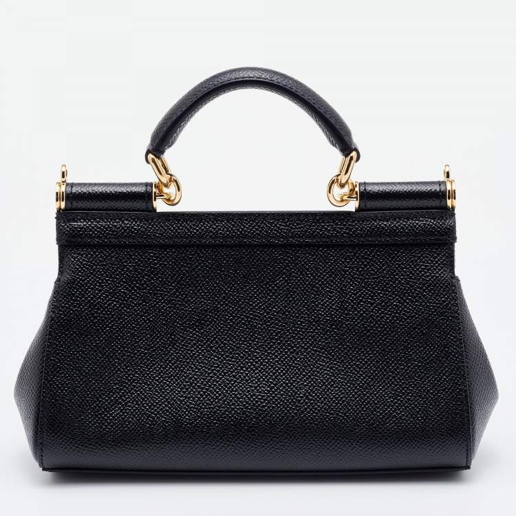 Pre Owned Dolce & Gabbana Black Leather Mini Miss Sicily Top Handle Bag
