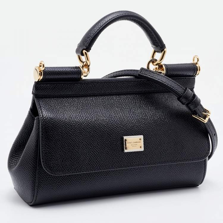 Pre Owned Dolce & Gabbana Black Leather Mini Miss Sicily Top Handle Bag