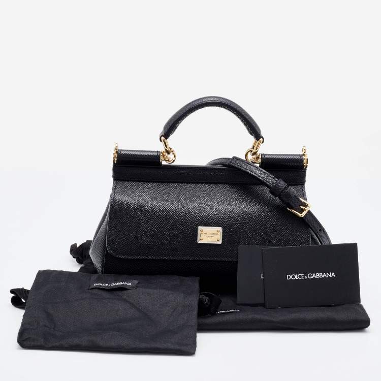 Pre Owned Dolce & Gabbana Black Leather Mini Miss Sicily Top Handle Bag