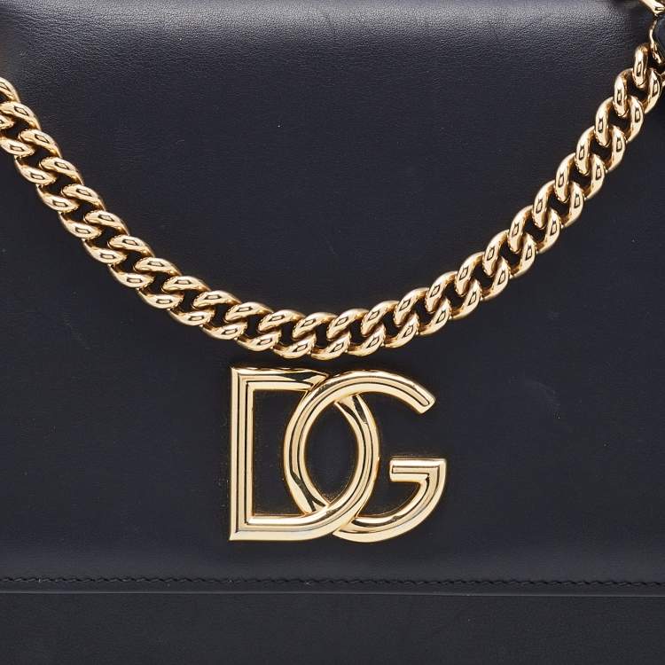 Pre Owned Dolce & Gabbana Black Leather DG Millennials Shoulder Bag