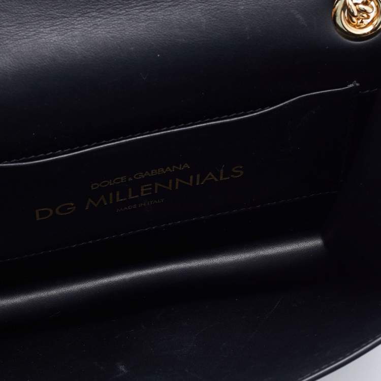 Pre Owned Dolce & Gabbana Black Leather DG Millennials Shoulder Bag