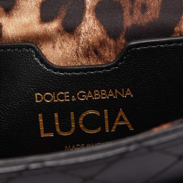 Pre Owned Dolce & Gabbana Black Quilted Leather Lucia Embellished Shoulder Bag