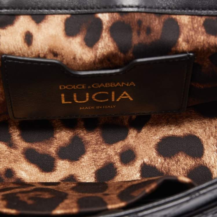 Pre Owned Dolce & Gabbana Black Quilted Leather Lucia Embellished Shoulder Bag