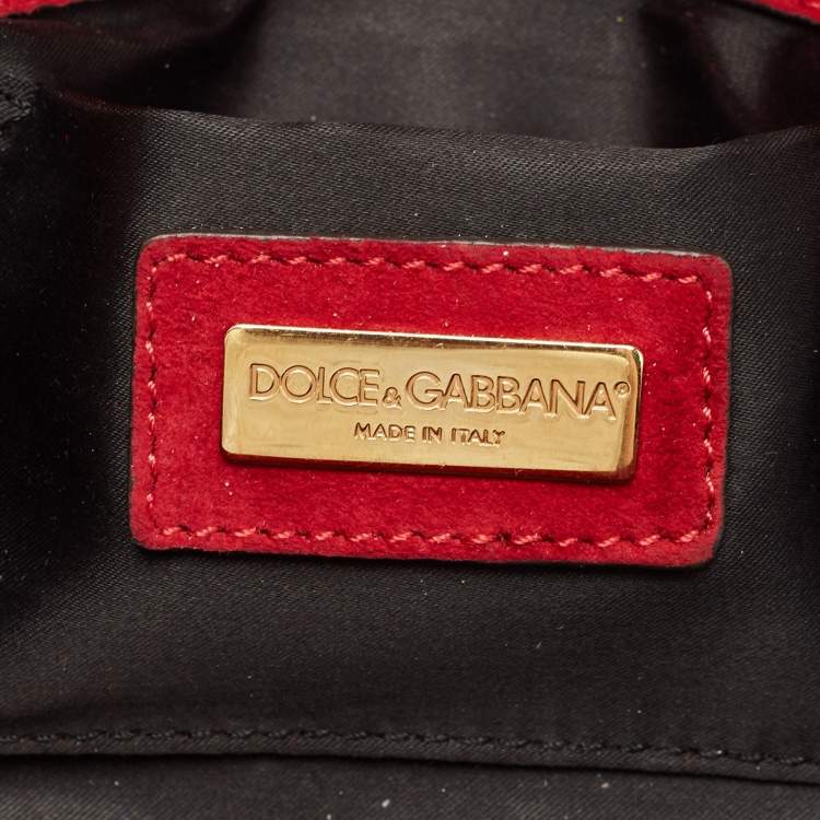 Pre Owned Dolce & Gabbana Red Python Embossed Leather Chain Clutch