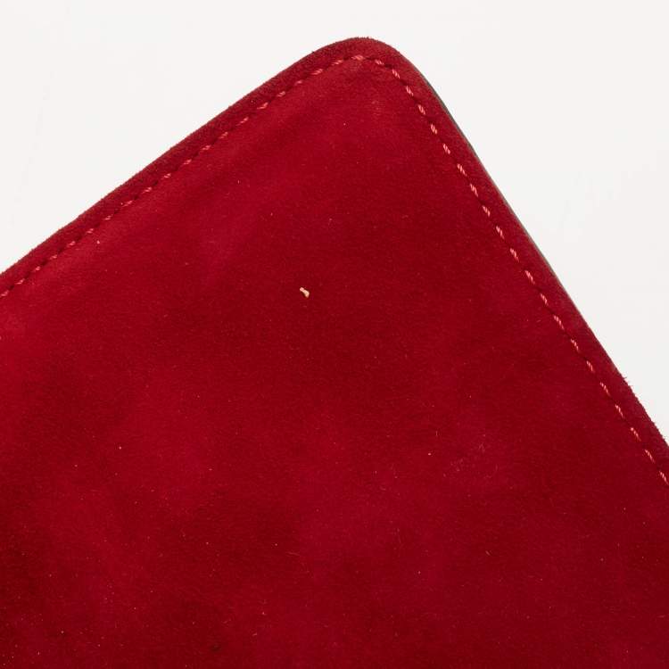 Pre Owned Dolce & Gabbana Red Python Embossed Leather Chain Clutch