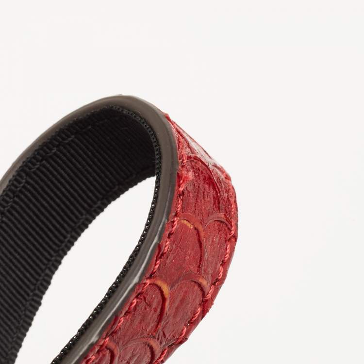 Pre Owned Dolce & Gabbana Red Python Embossed Leather Chain Clutch