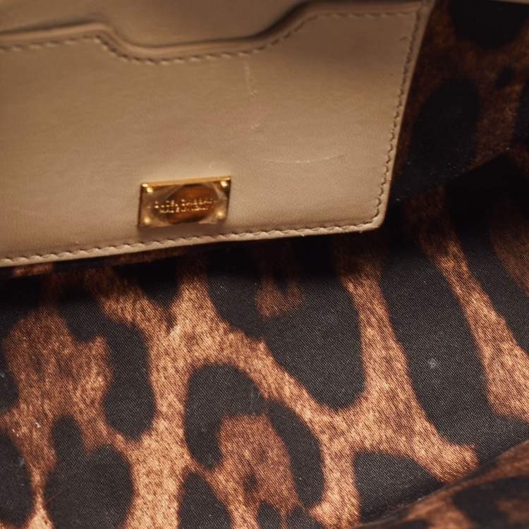 Pre Owned Dolce & Gabbana Cream/Black Python Chain Padlock Shoulder Bag