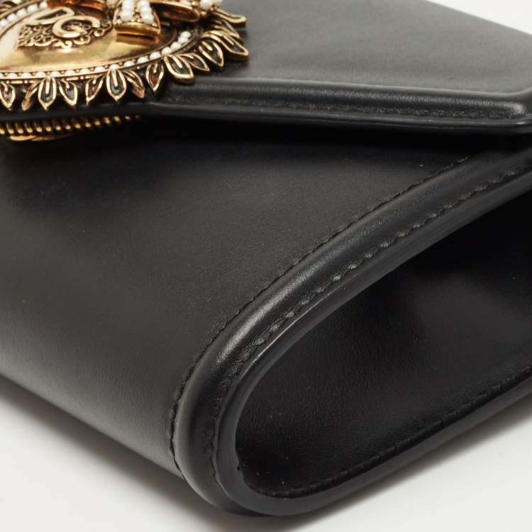 Pre Owned Dolce and Gabbana Black Leather Devotion Belt Bag