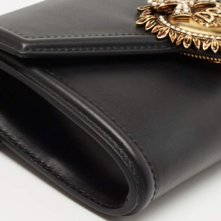 Pre Owned Dolce and Gabbana Black Leather Devotion Belt Bag