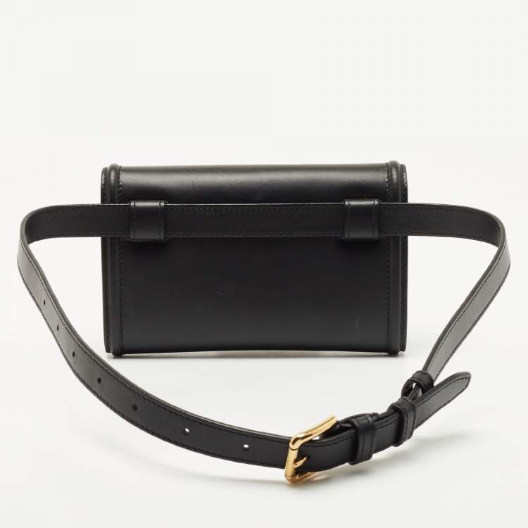Pre Owned Dolce and Gabbana Black Leather Devotion Belt Bag