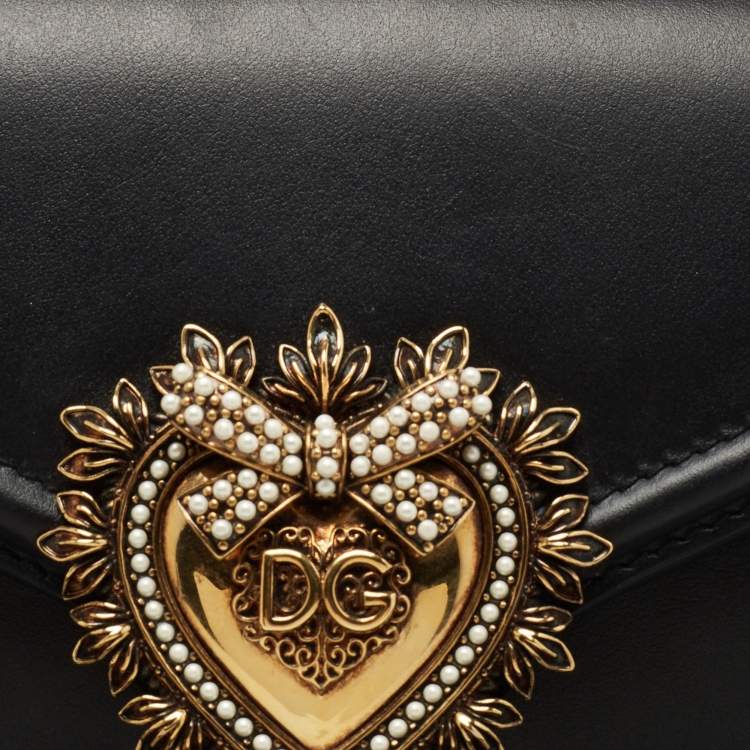 Pre Owned Dolce and Gabbana Black Leather Devotion Belt Bag