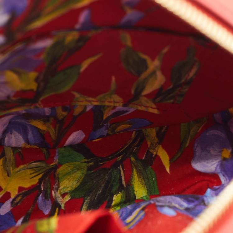 Pre Owned Dolce & Gabbana Metallic Red Quilted Leather Miss Glam Round Shoulder Bag