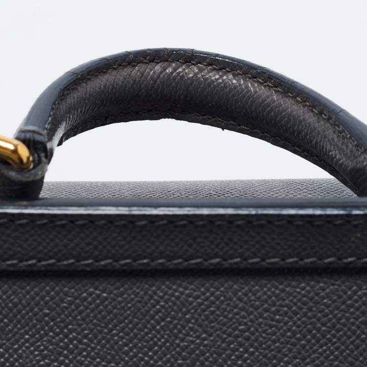 Pre Owned Dolce & Gabbana Grey Leather Medium Miss Sicily Top Handle Bag