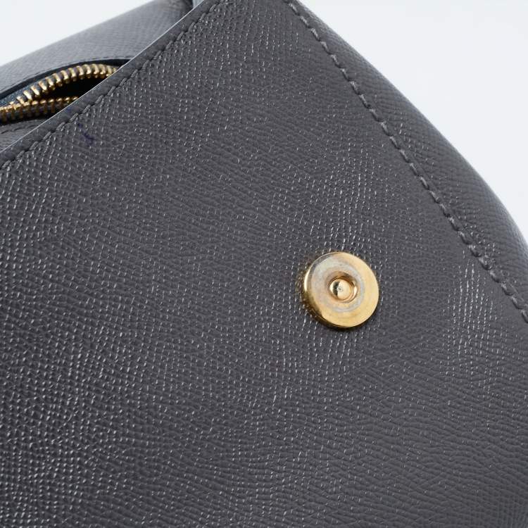 Pre Owned Dolce & Gabbana Grey Leather Medium Miss Sicily Top Handle Bag