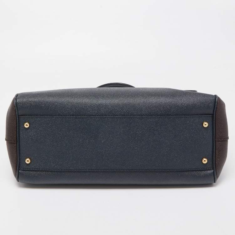 Pre Owned Dolce & Gabbana Dark Grey/Brown Leather Large Miss Sicily Top Handle Bag
