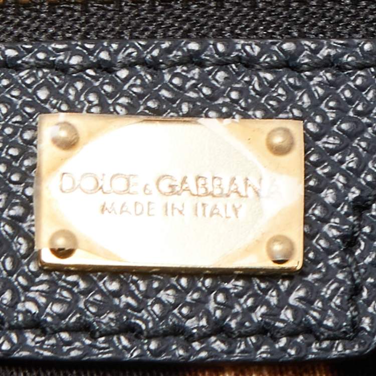 Pre Owned Dolce & Gabbana Dark Grey/Brown Leather Large Miss Sicily Top Handle Bag