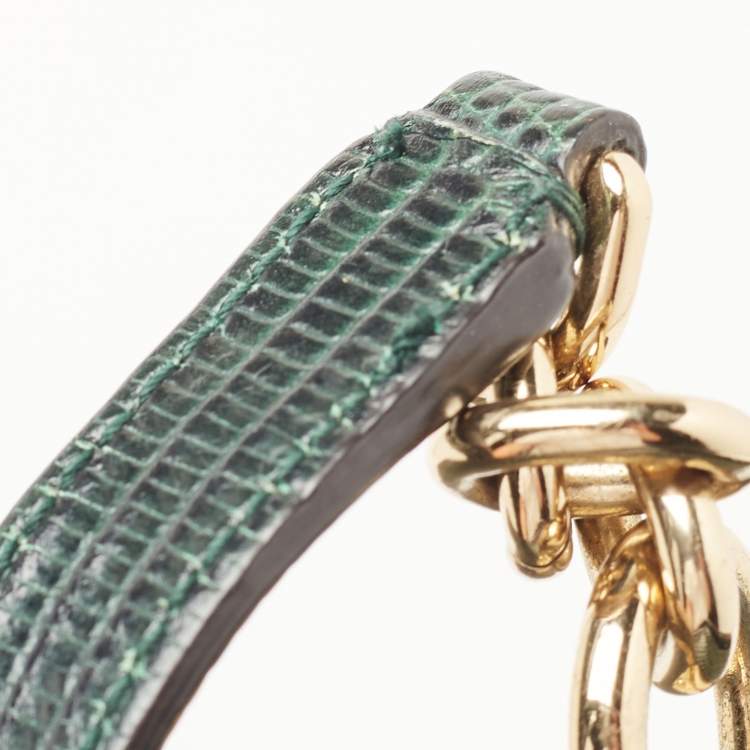 Pre Owned Dolce & Gabbana Green Lizard Embossed Leather DG Millennials Shoulder Bag