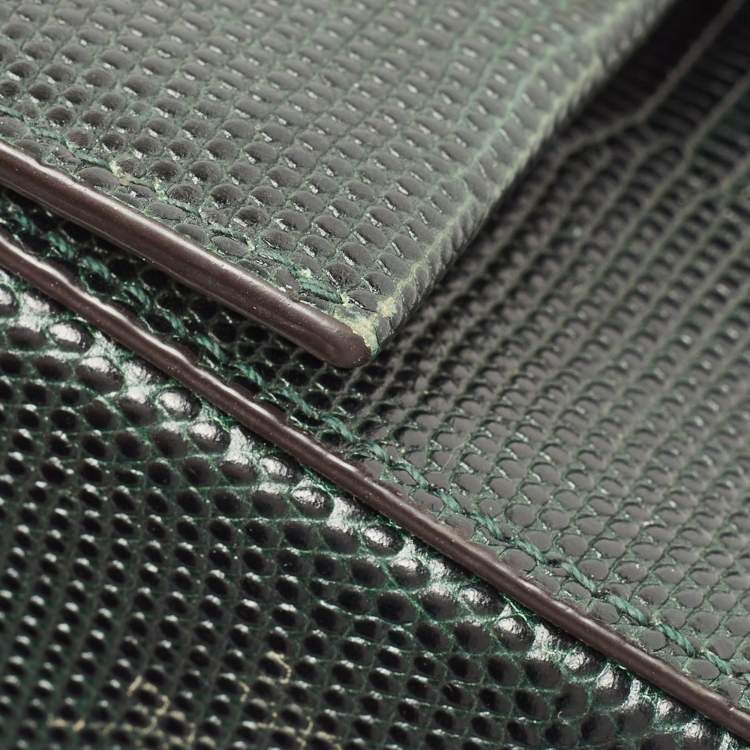 Pre Owned Dolce & Gabbana Green Lizard Embossed Leather DG Millennials Shoulder Bag